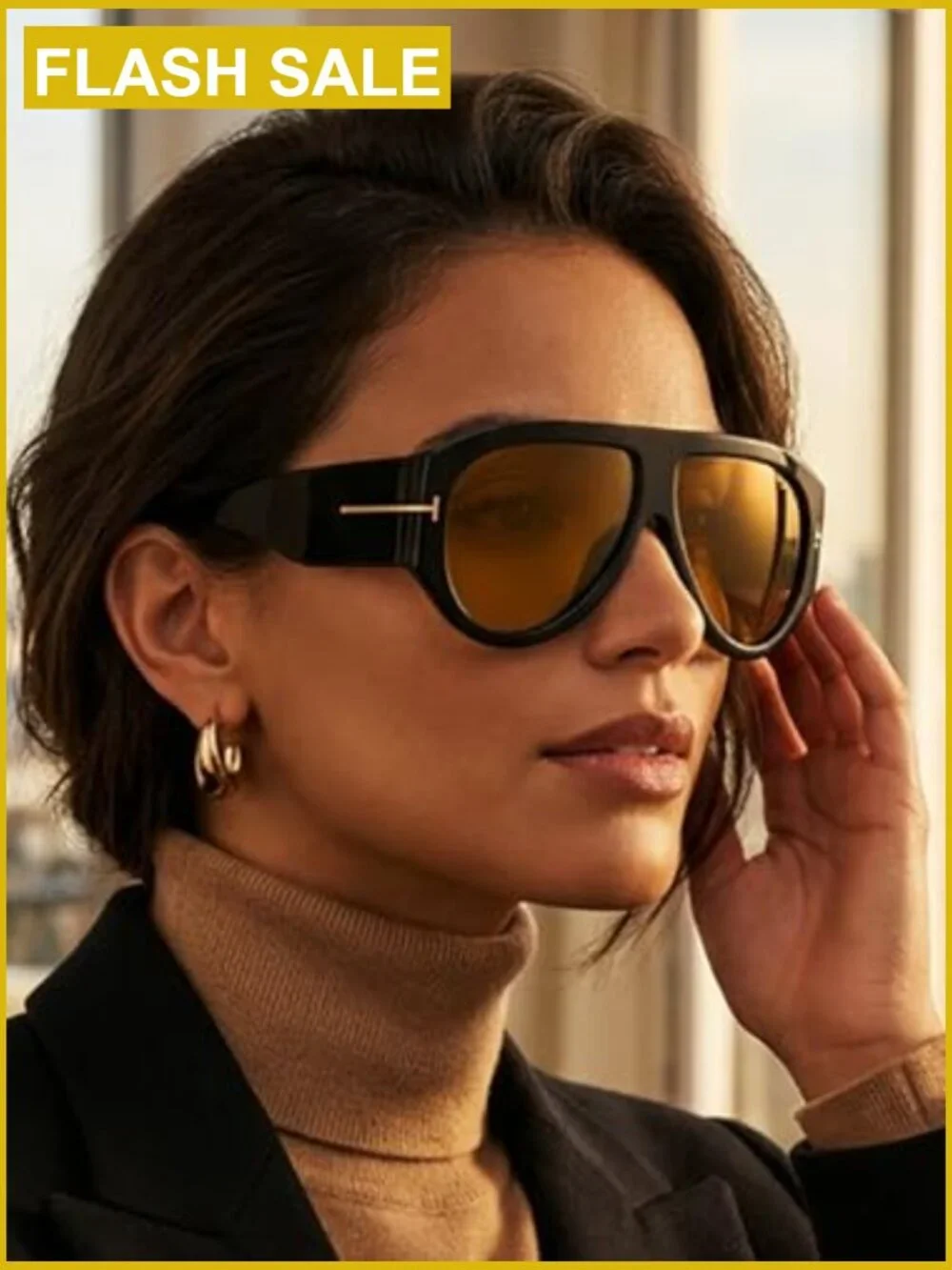 Oversized Square Frame Classic Vintage Aviator Sunglasses UV Protection